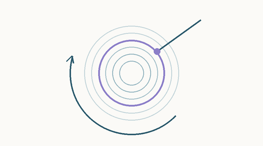 Abstract illustration of a record stuck in a single groove, the needle replaying the same loop