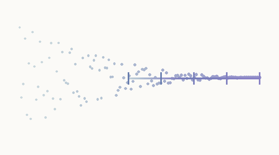 Abstract illustration of a scattered pattern resolving into a single clear timeline