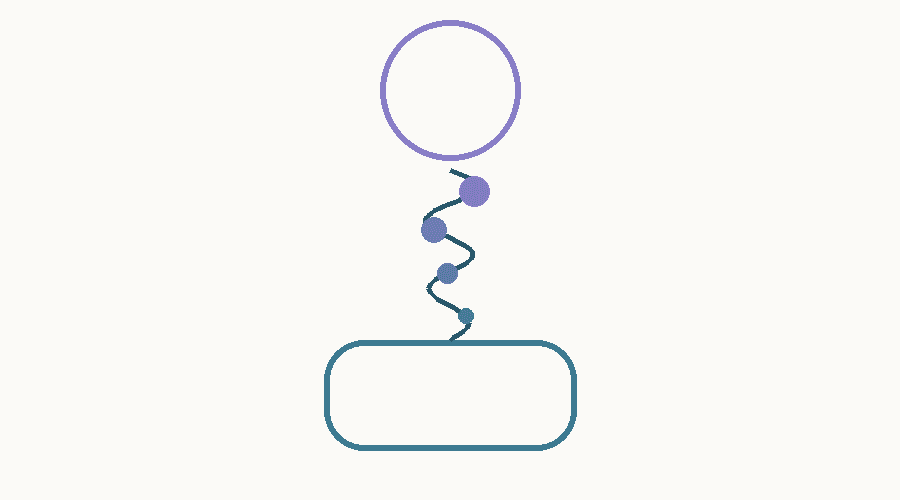 Abstract illustration of a stress signal traveling from the body to the brain
